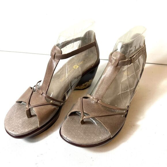 Jambu Sport Wedge Design Leather Cushioned Open Toe Heel Sandals Women 10M Brown - Picture 2 of 12